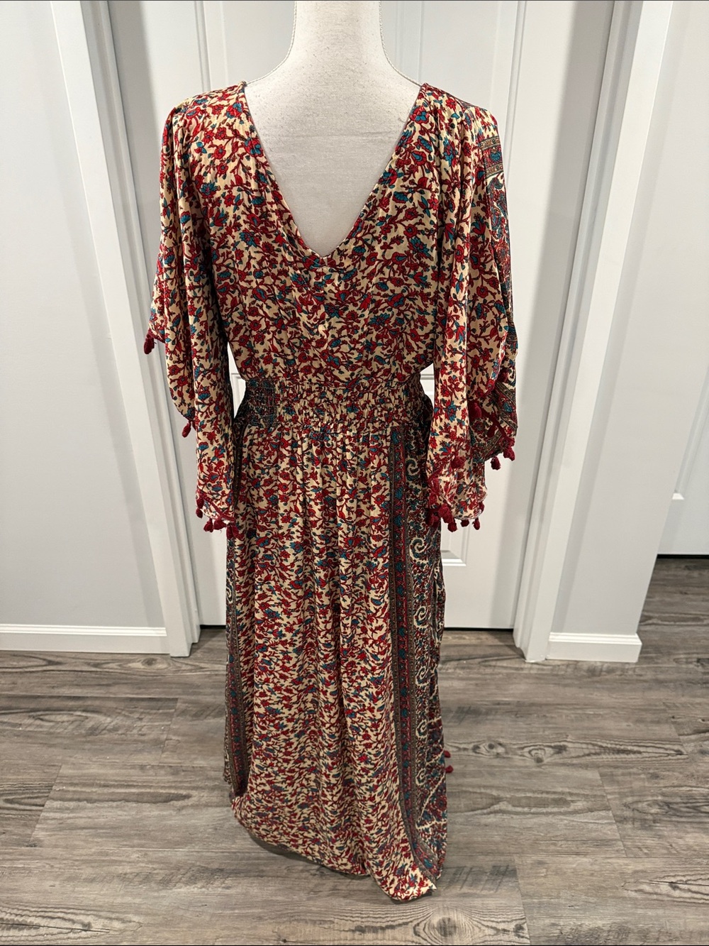 Anthropologie Raga Tassel Bohemian Paisley Kimono Maxi Dress 70s Size M Boho - Picture 4 of 9